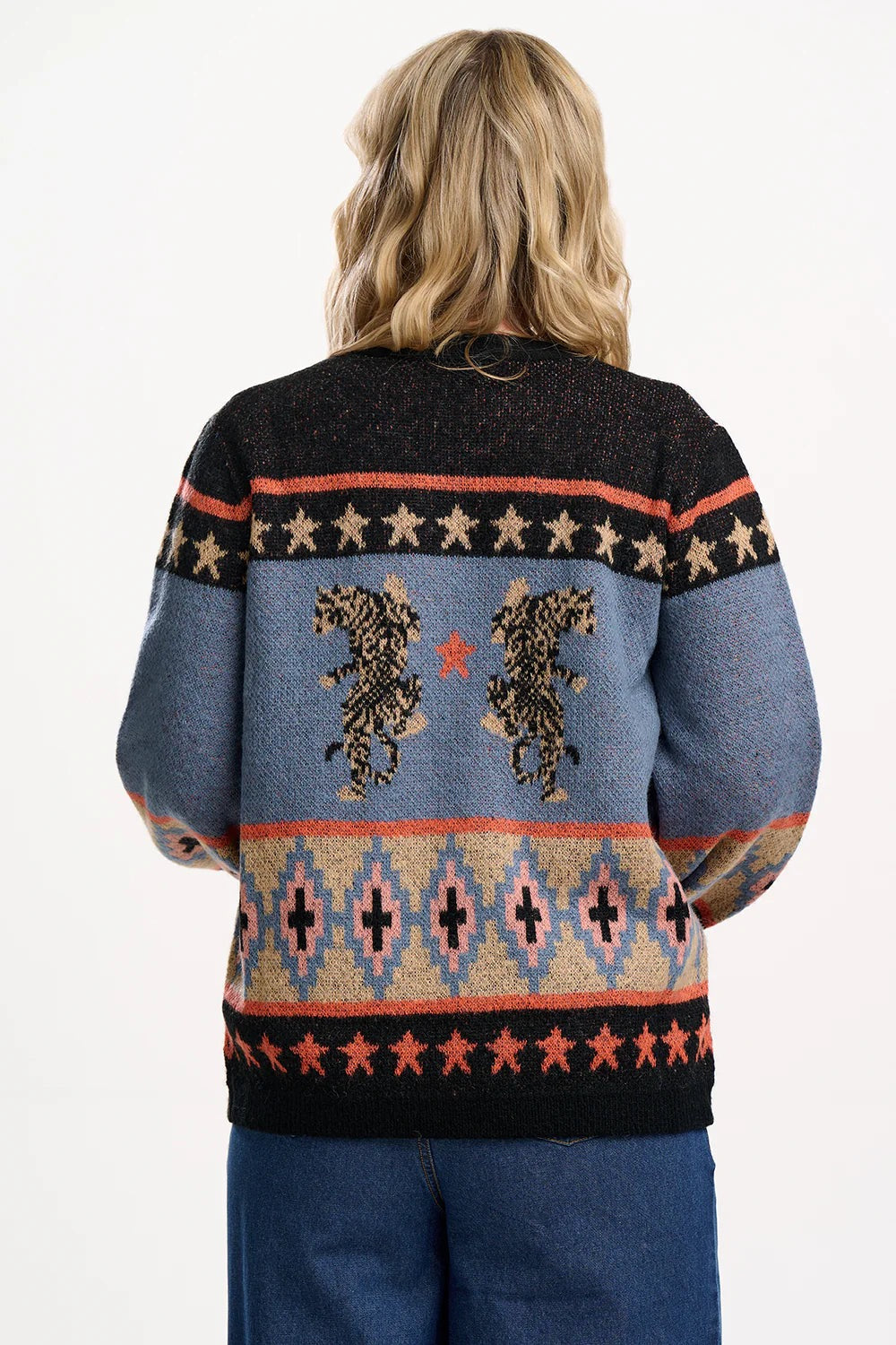 Sugarhill Brighton Yvette Cardigan - Black/Blue/Oatmeal