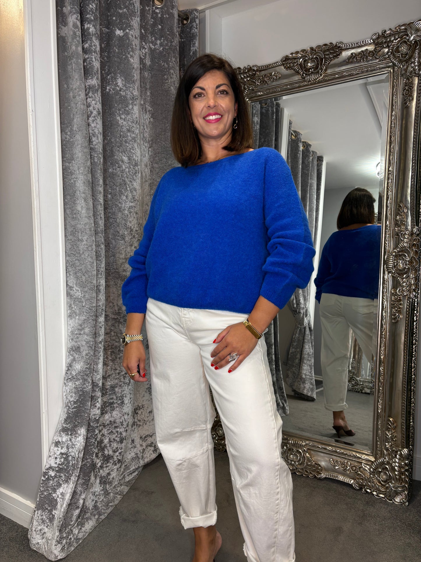T1 Balloon Sleeve Jumper- Electric Blue