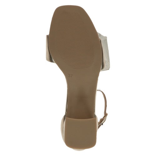 Caprice Leather Block Heel Sandal - Gold