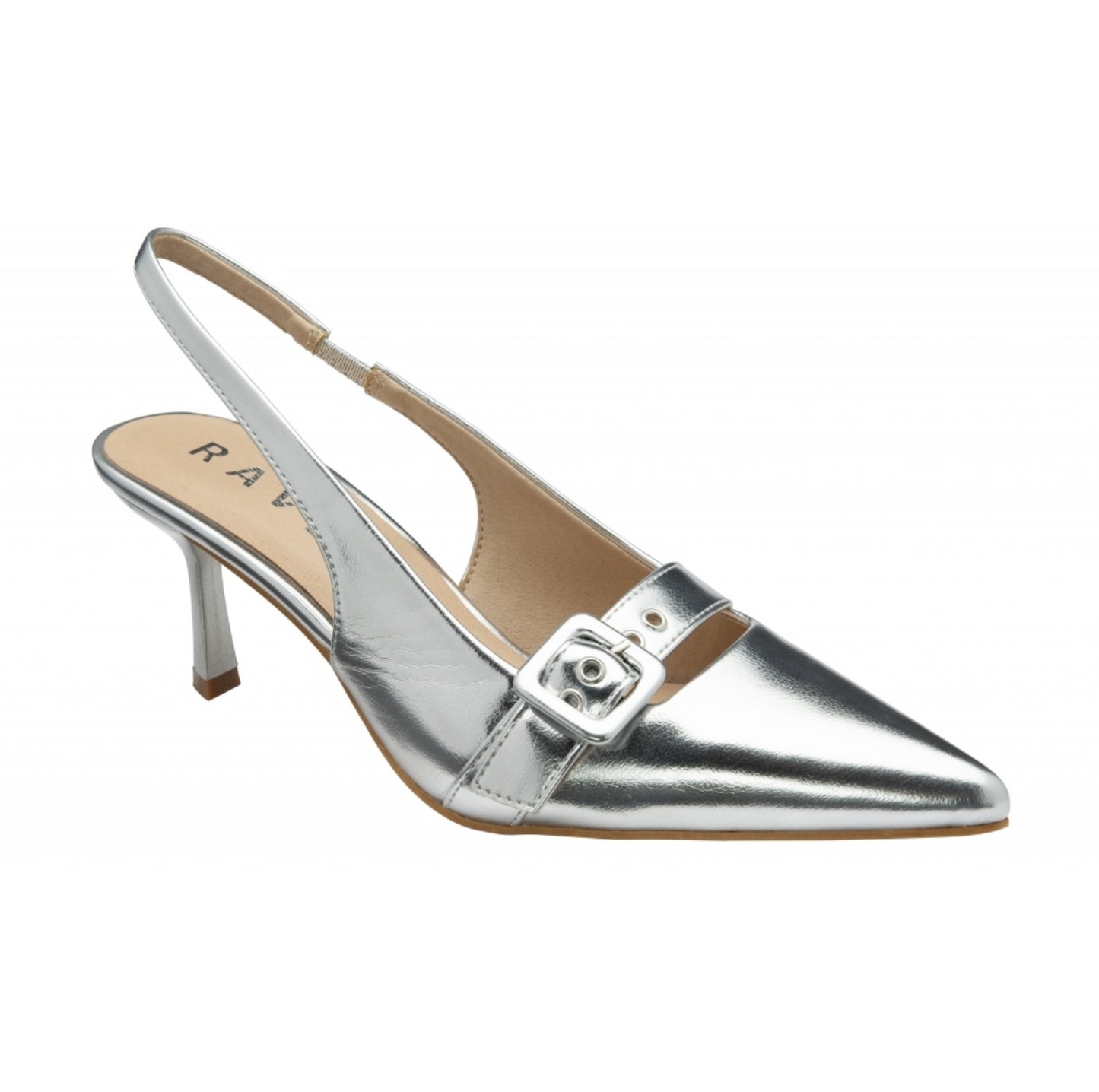 Ravel Silver Metallic Dalry Slingback Court Shoes