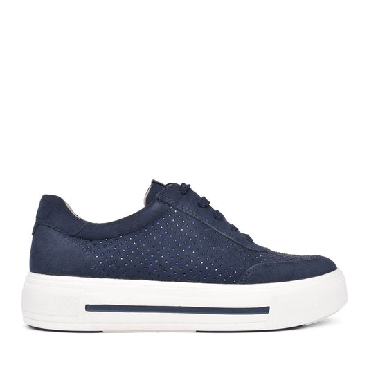 Caprice Crystal Navy Suede Trainer