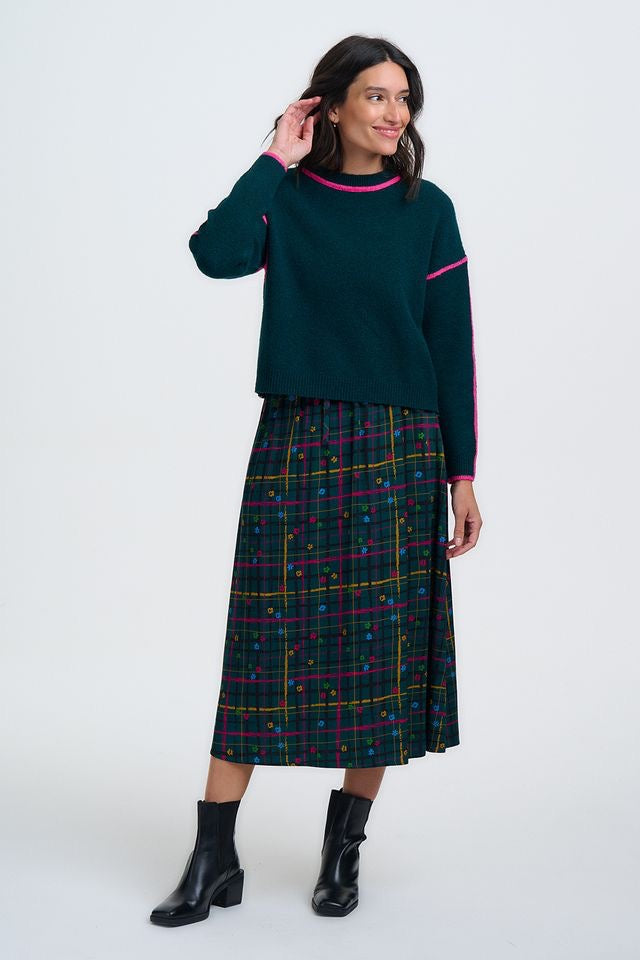Sugarhill Brighton Melody Midi Skirt - Green Tartan