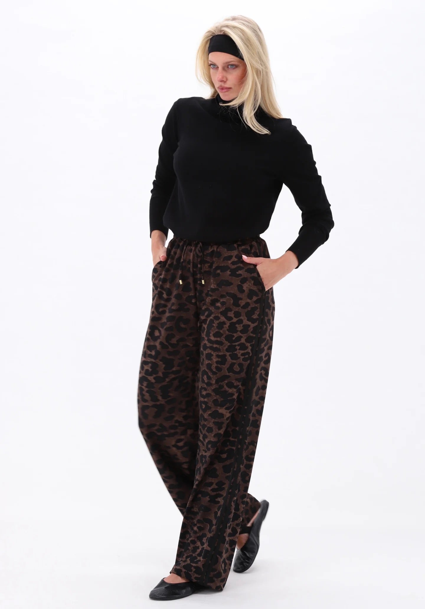 K Design Wide Leg Trouser - Dark Leopard
