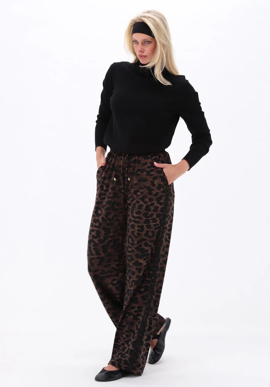 K Design Wide Leg Trouser - Dark Leopard