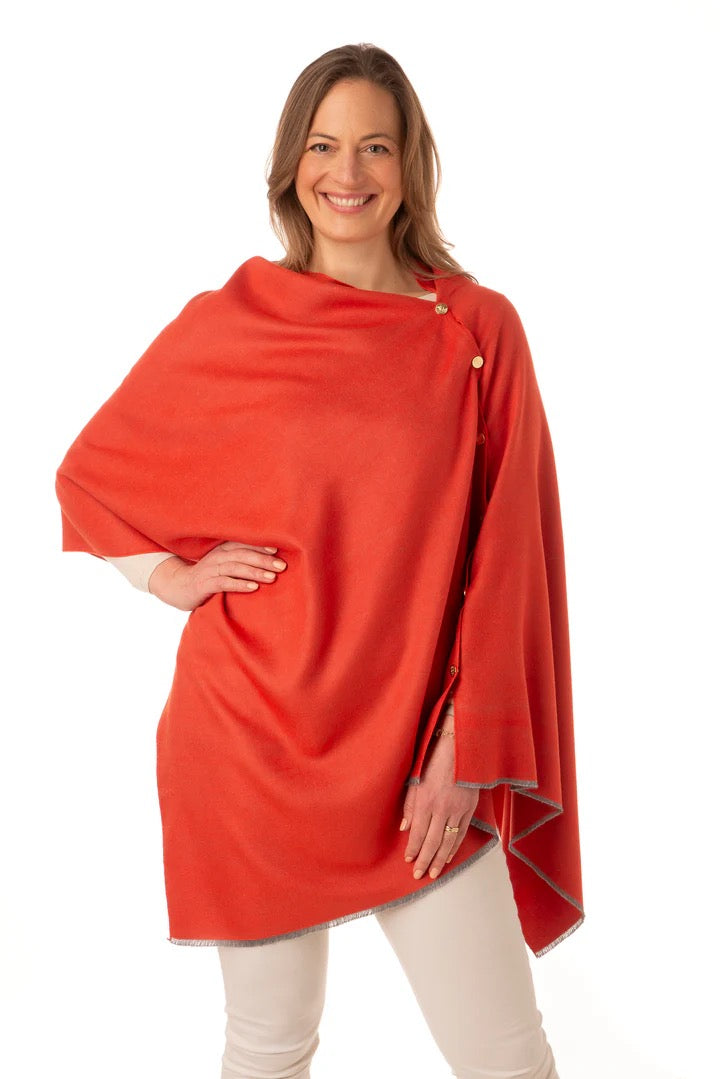 Franchetti Bond Gisellina Button Poncho - Coral