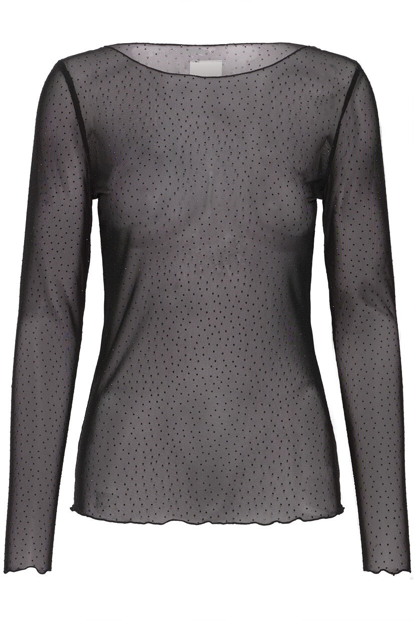 ICHI Noviola Crystal Sheer Top - Blacko