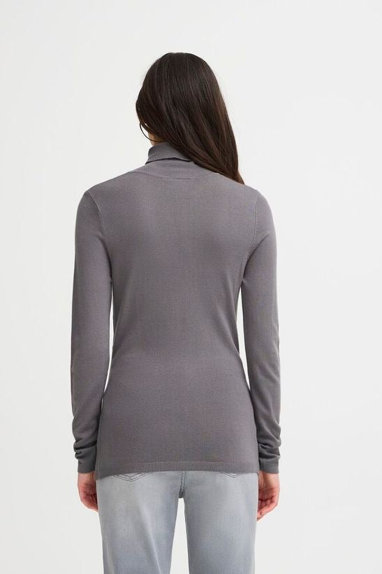 ICHI Mafa Polo Neck Sweater Grey