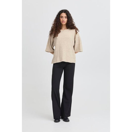 ICHI Dasila Short Sleeve Sweater - Oatmeal