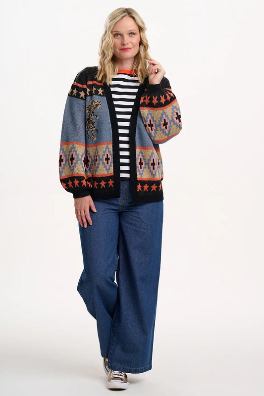 Sugarhill Brighton Yvette Cardigan - Black/Blue/Oatmeal