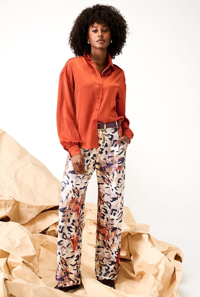 K-Design Wide Leg Pants - Autumn Print