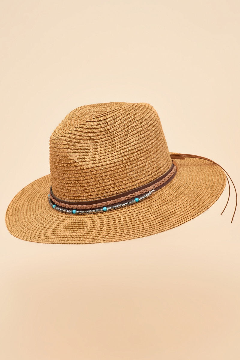 Powder Thalia Hat - Caramel with Embossed Beads