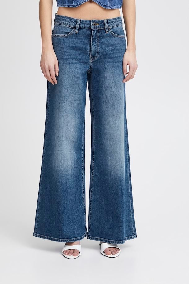 ICHI Twiggy Wide Leg Medium Wash Jeans