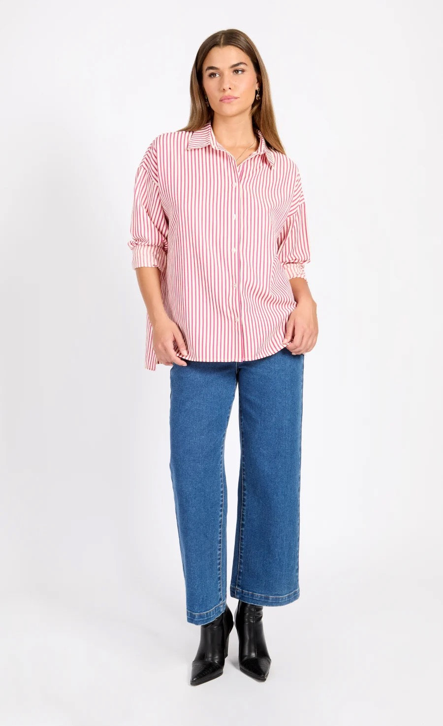 Little Mistress Pink Stripe Shirt by Vogue Williams