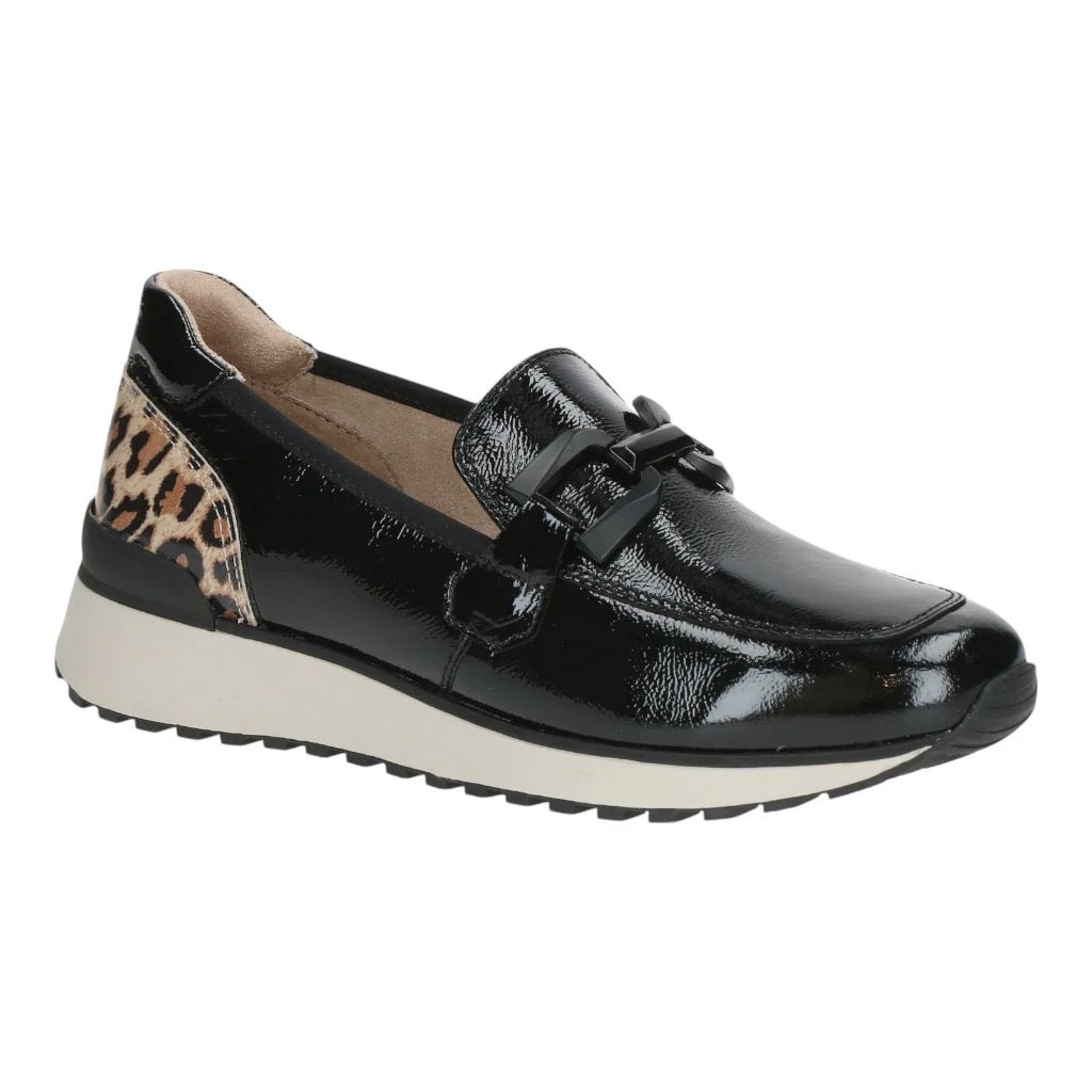Caprice Patent Black Leather Sports Loafer