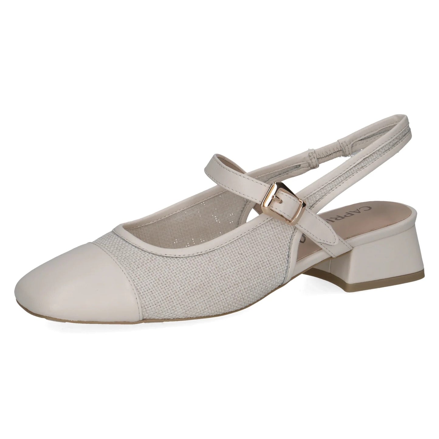 Caprice Slingback Block Heel Leather - Vanilla