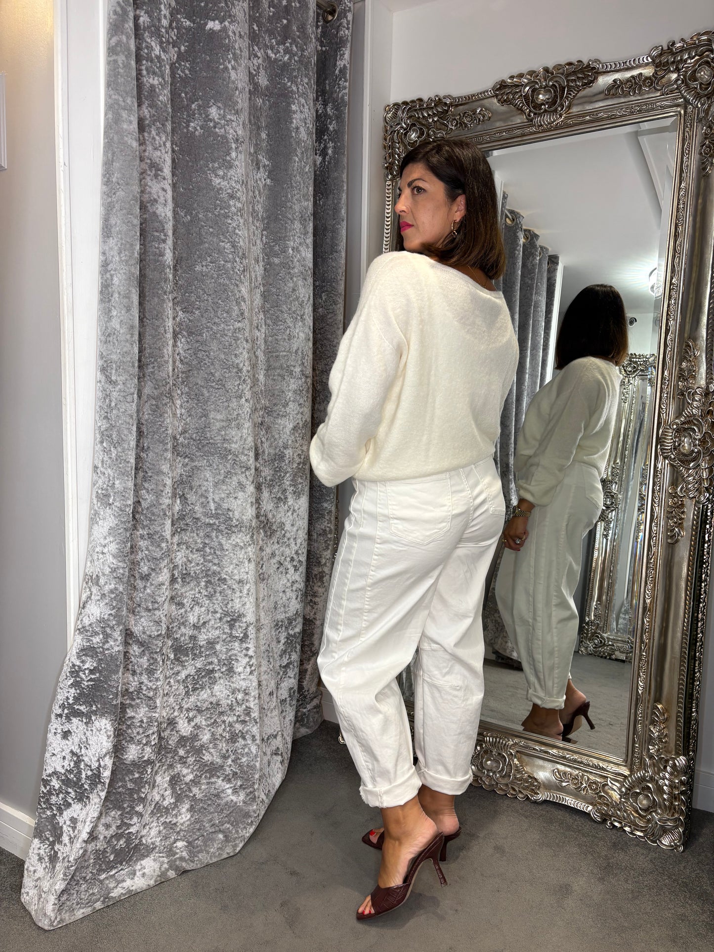 T1 Balloon Sleeve Jumper- Cream