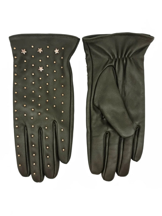 Nooki Star Studded Gloves - Khaki