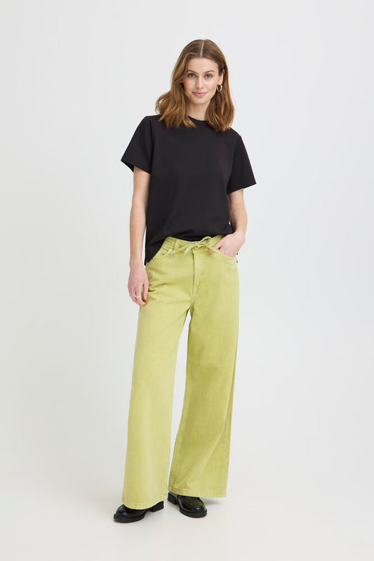 ICHI Mijalla Wide Leg Jeans - Lily Green