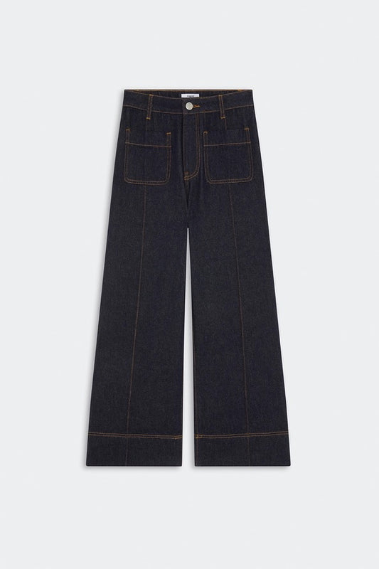 Suncoo Paris Rick Wide Leg Jeans - Dark Denim