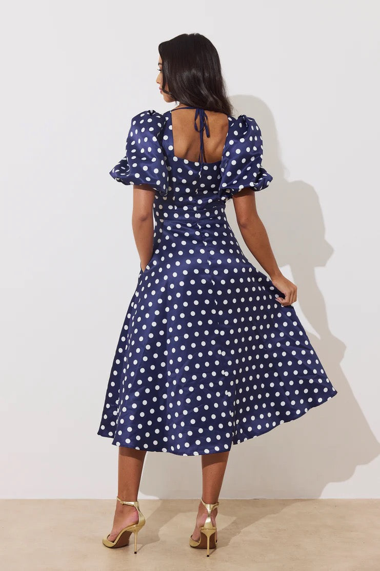 The 8th Sign Audrey Polka Dot Dress - Navy/White
