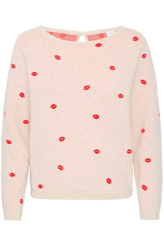 ICHI Brielle Kiss Jumper - Oatmeal/Orange