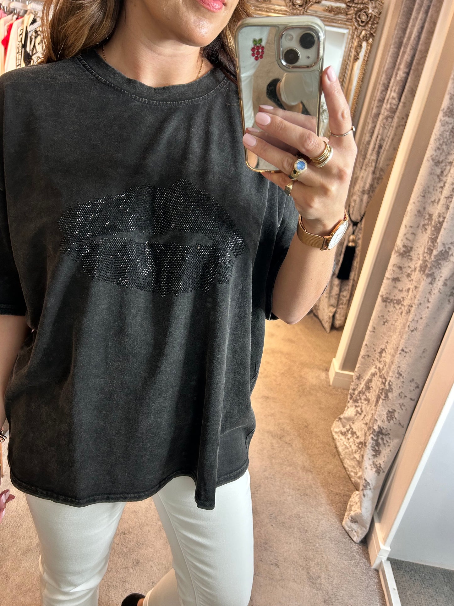 FY Black Wash Oversized Lip T-Shirt