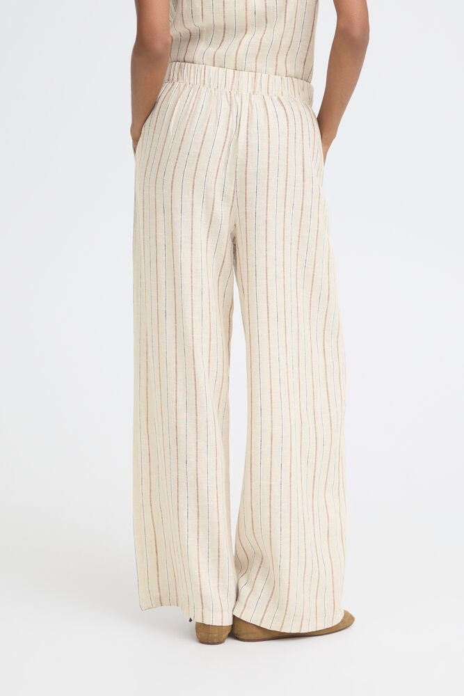 ICHI Linno Pinstripe Trouser - Beige