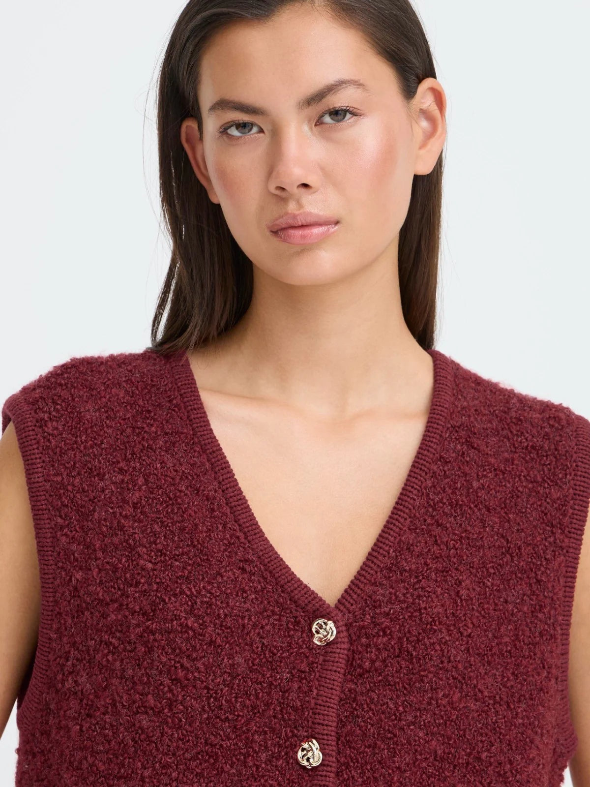 ICHI Blarisa Boucle Vest - Red
