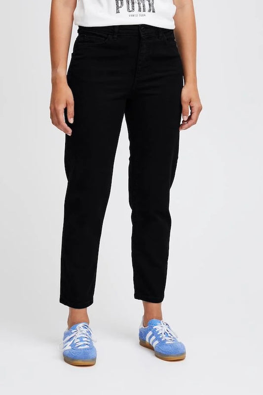 ICHI Raven Straight Leg Jet Black Jeans