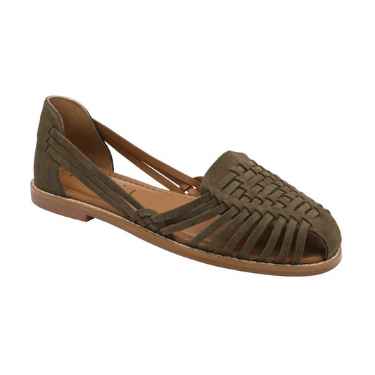 Ravel Glant Flat Suede Sandal - Olive