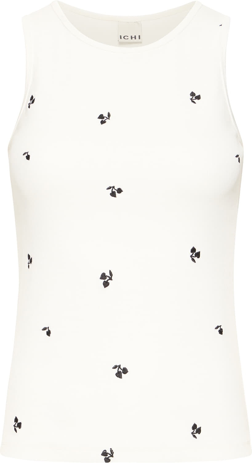 ICHI Palma Embroidered Top - White/Black