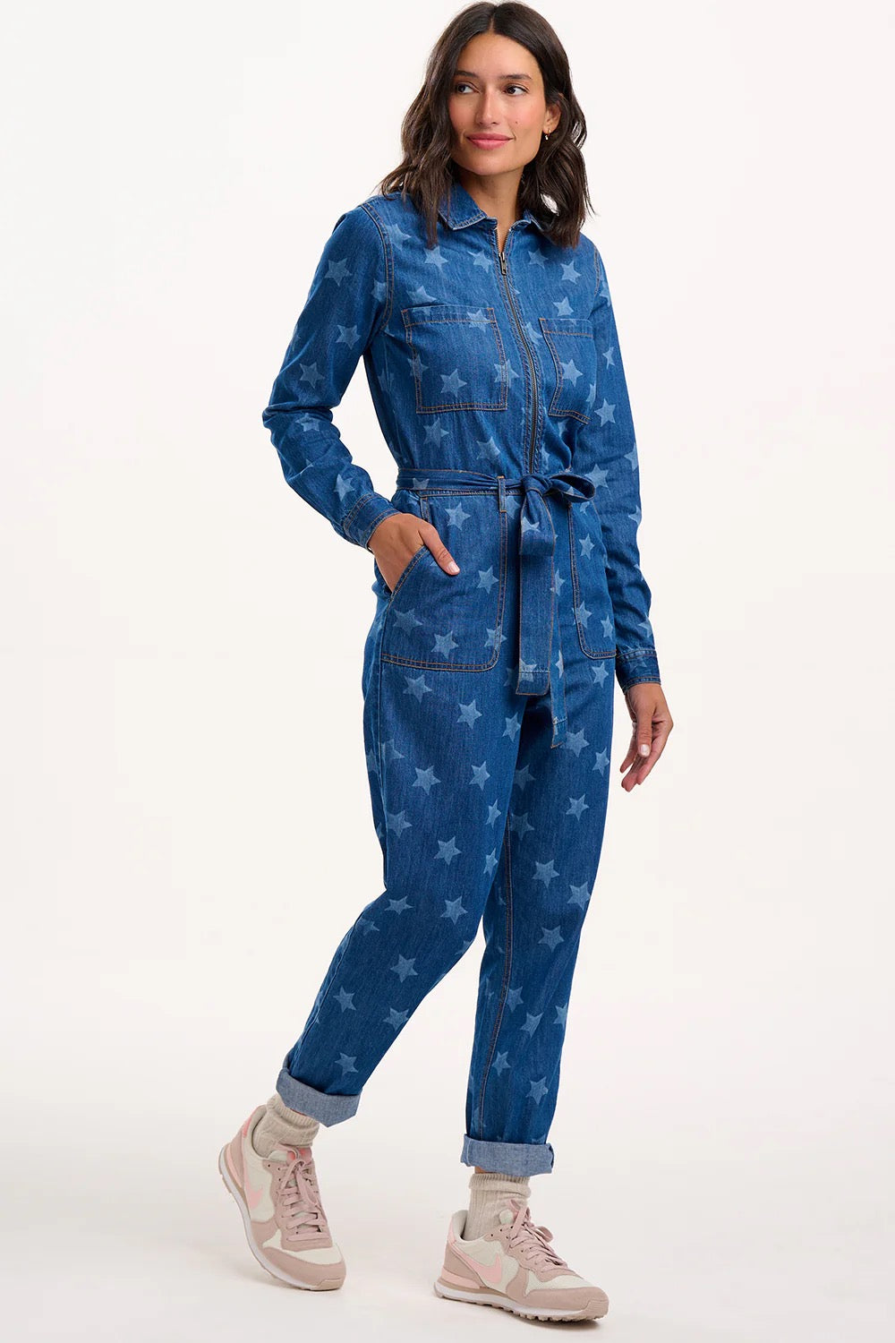Sugarhill Brighton Bleached Stars Anwen Boilersuit - Mid Blue