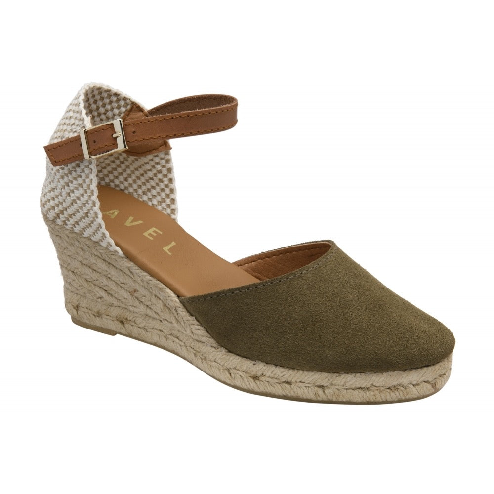 Ravel Burril Suede Espadrille Wedge Shoes - Khaki
