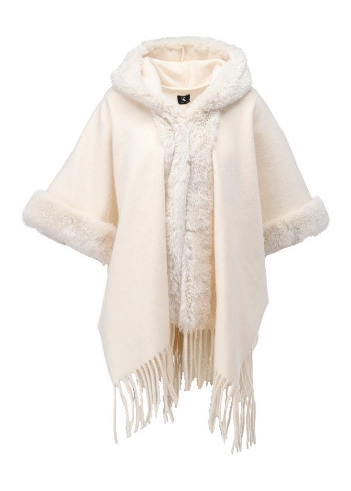 K-Design Faux Fur Cape - Cream