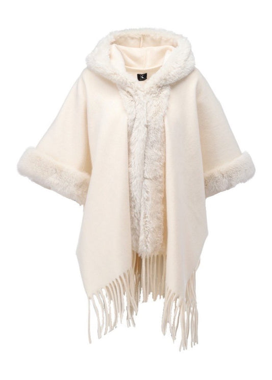 K-Design Faux Fur Cape - Cream