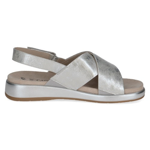 Caprice Leather Slingback Sandal - Silver