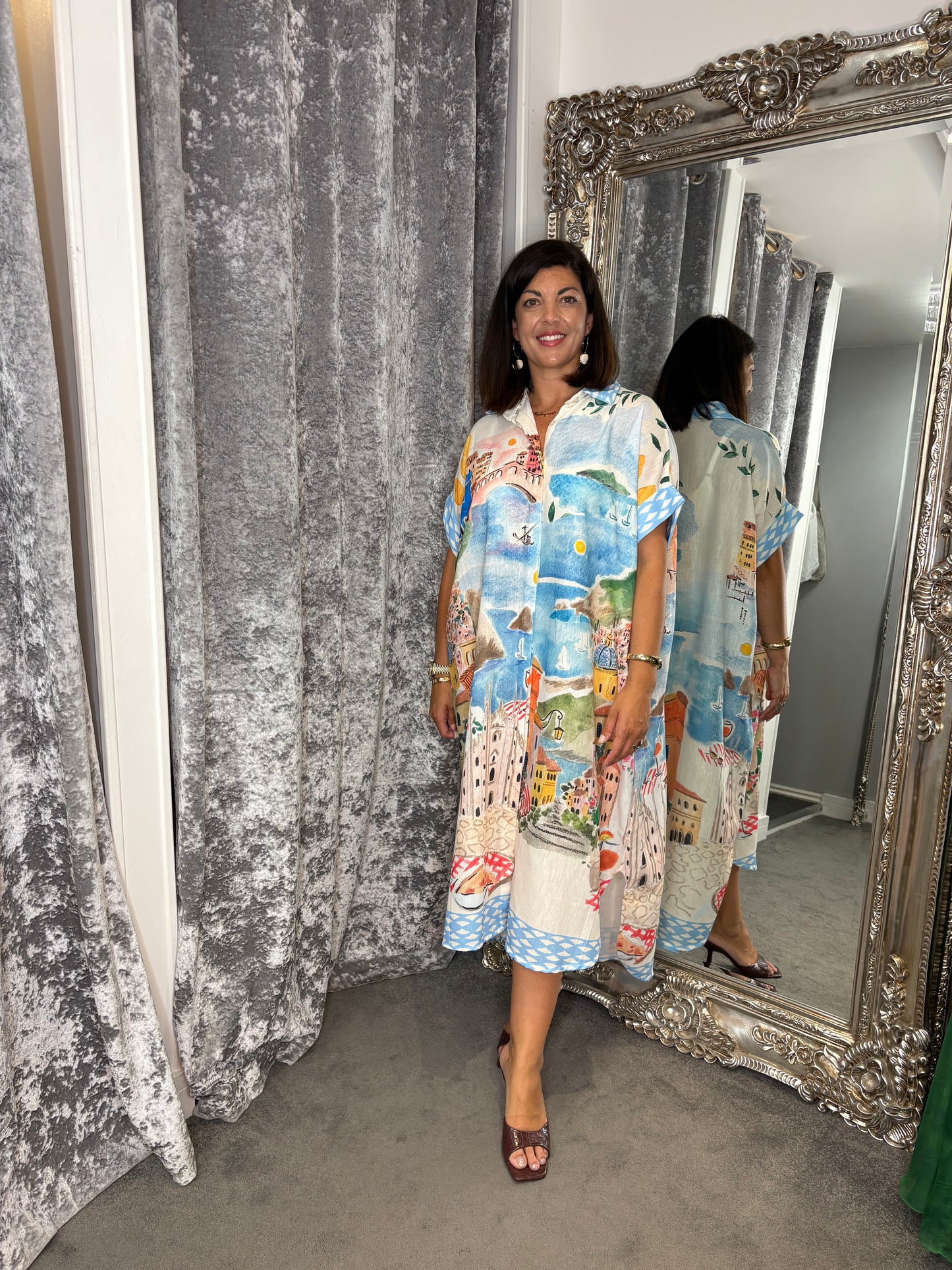 Studio Oversized Mediterranean Shirt Dress