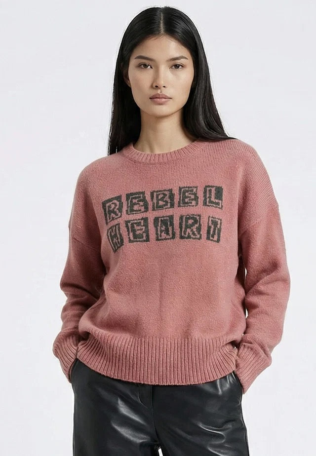 Religion Maddie Slogan Jumper - Dusty Pink