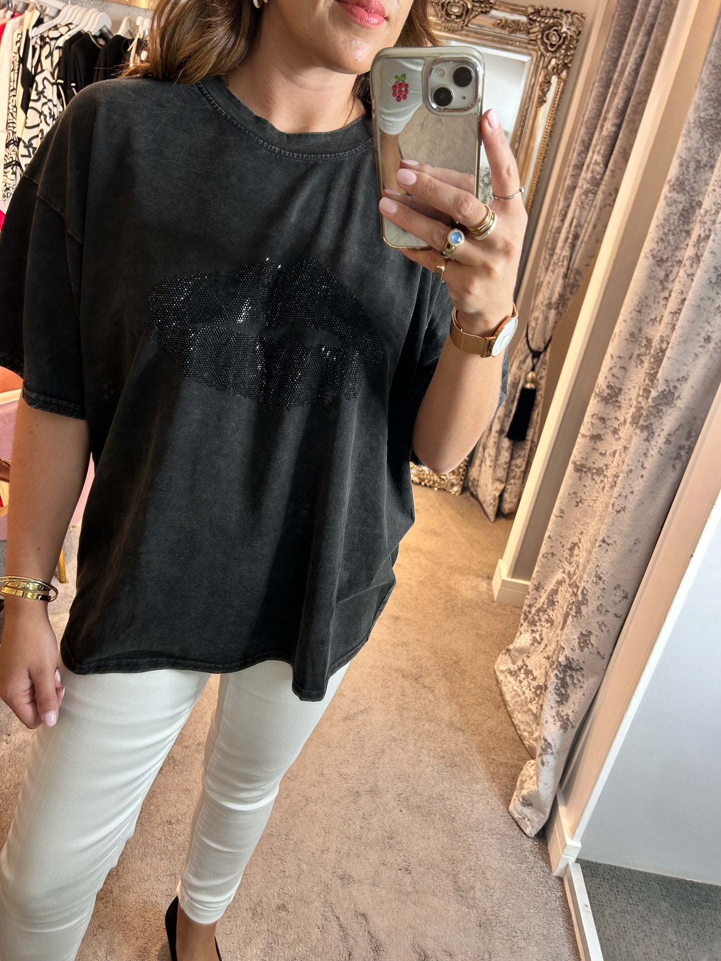 FY Black Wash Oversized Lip T-Shirt