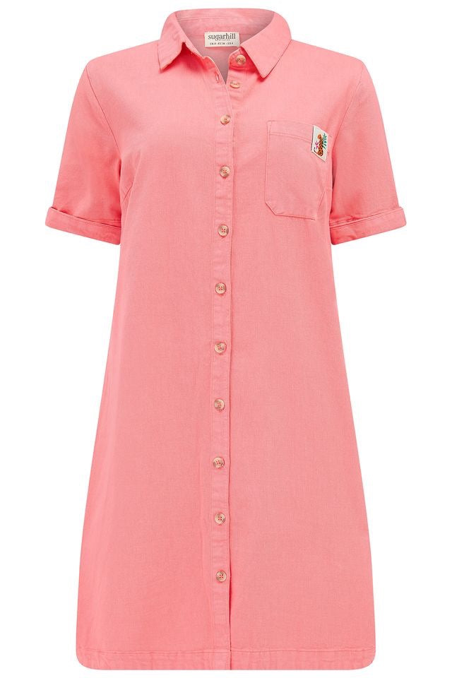 Sugarhill Brighton Zoe Mini Shirt Dress - Coral