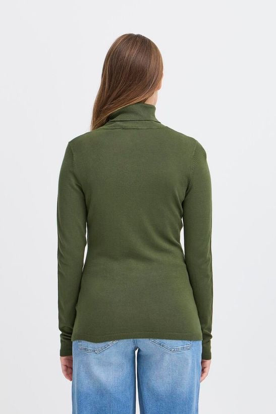 ICHI Mafa Polo Neck Sweater Green