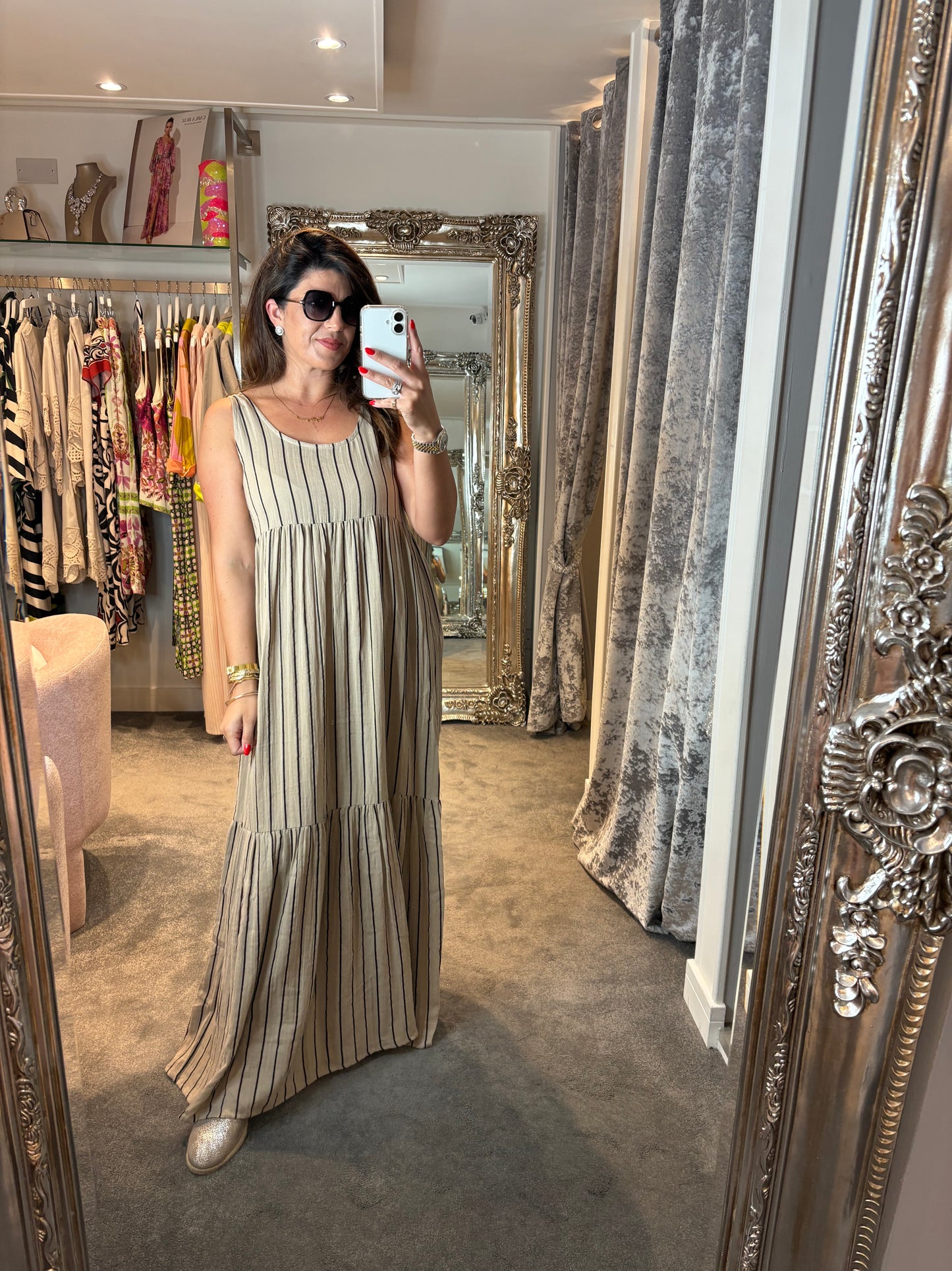 ICHI Foxa Stripe Maxi Dress