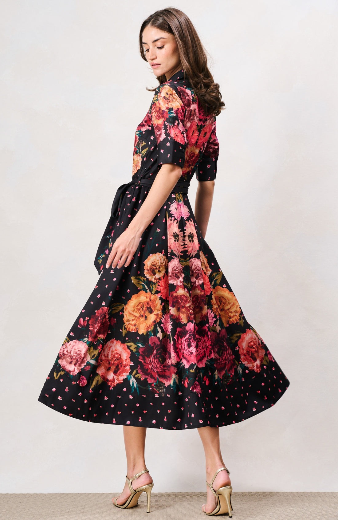 Hope & Ivy The Merrielle Shirt Dress - Black Floral