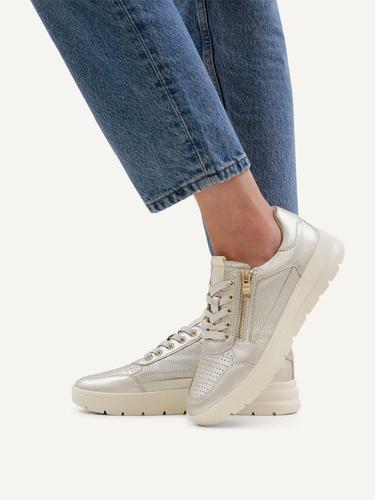 *NEW* Caprice Metallic Leather Zip Trainer - Gold