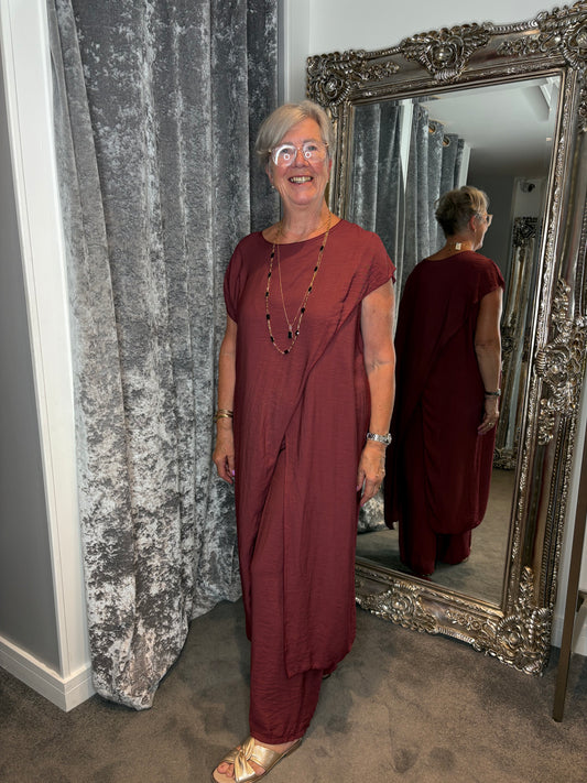 Studio Tunic Co-ord Set - Bordeaux