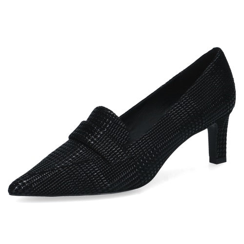 Peter Kaiser Textured Leather Court Heels - Black