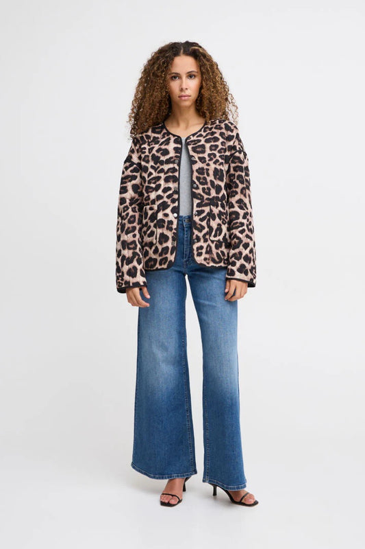 ICHI Malini Leopard Print Jacket