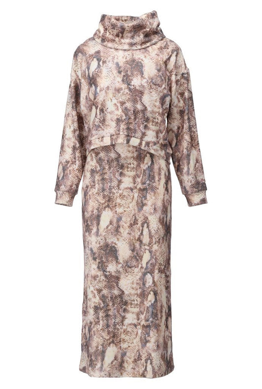 K-Design 2 Piece Knitted Dress & Jumper Set - Snake Print