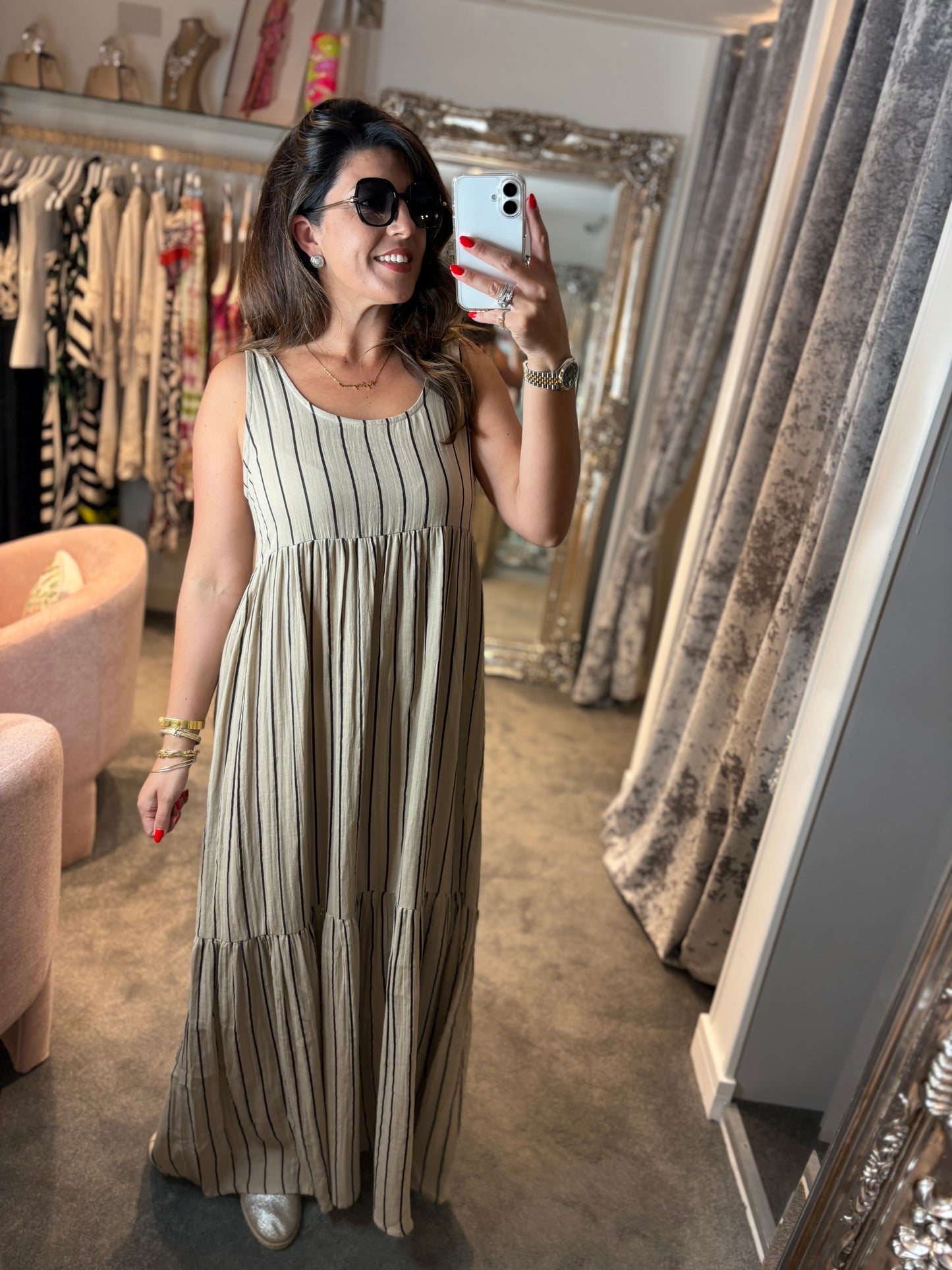 ICHI Foxa Stripe Maxi Dress