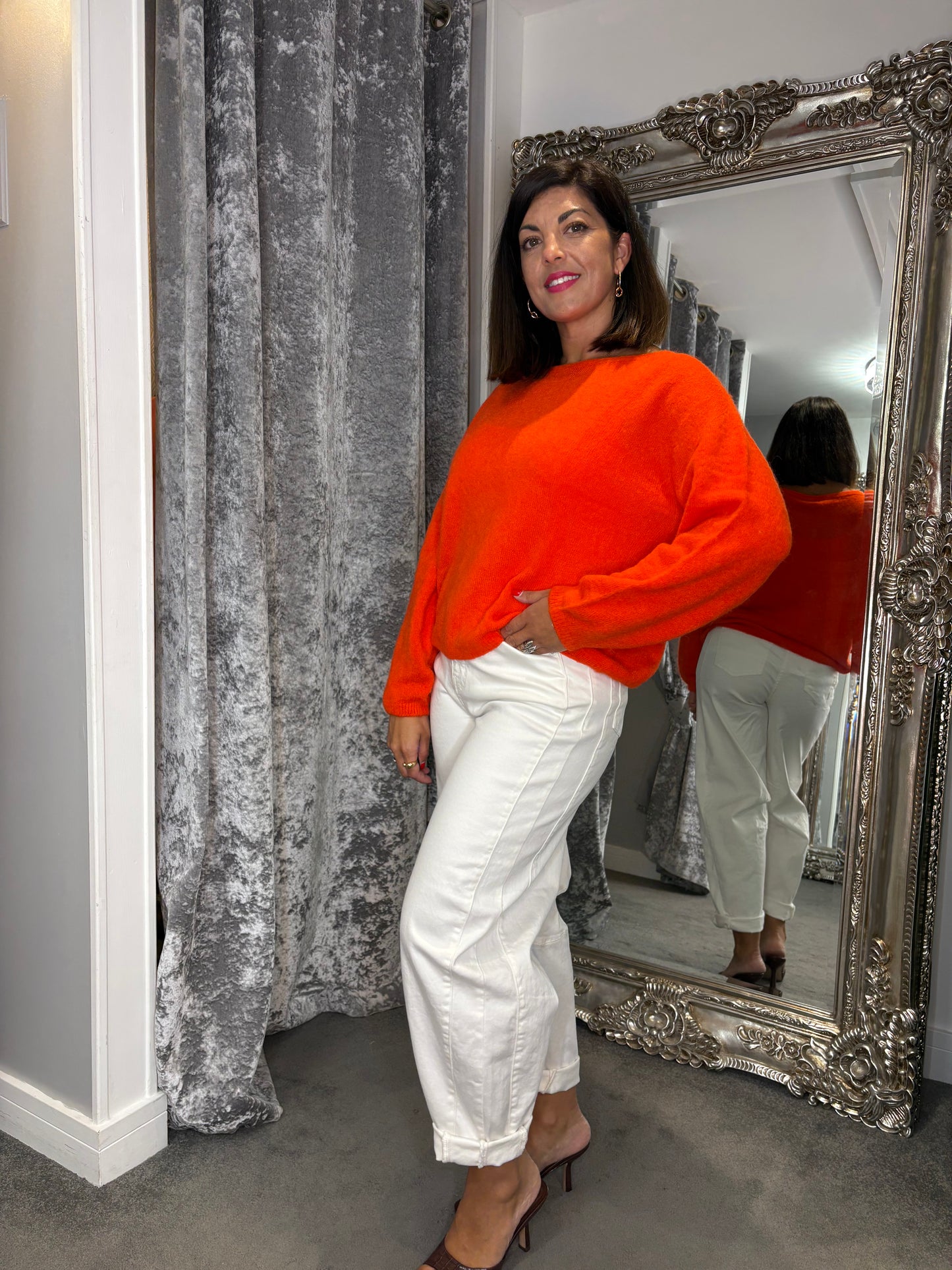 T1 Balloon Sleeve Jumper- Orange